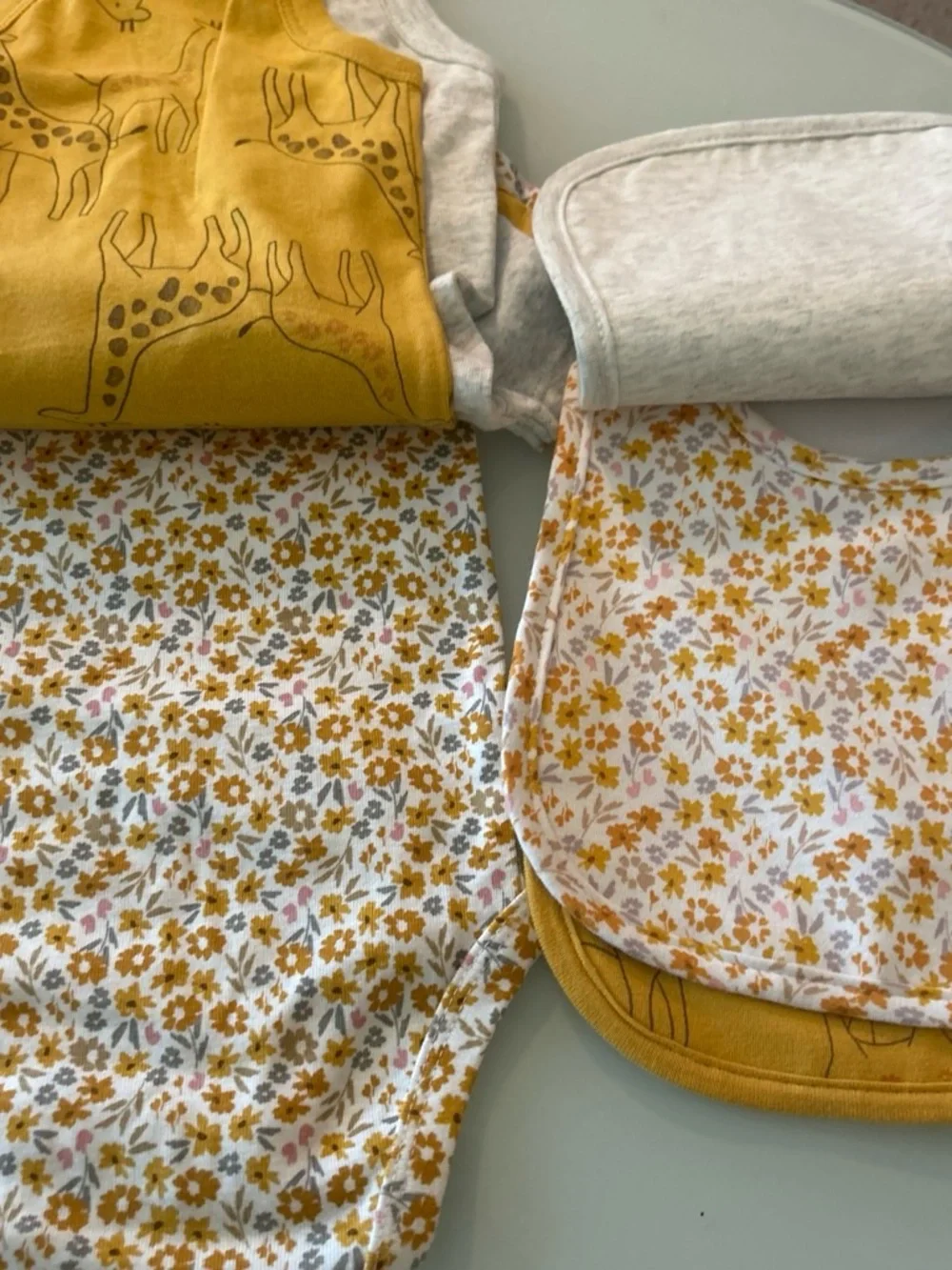 Carter's Gray & Mustard Giraffe Bib and Bodysuit Set